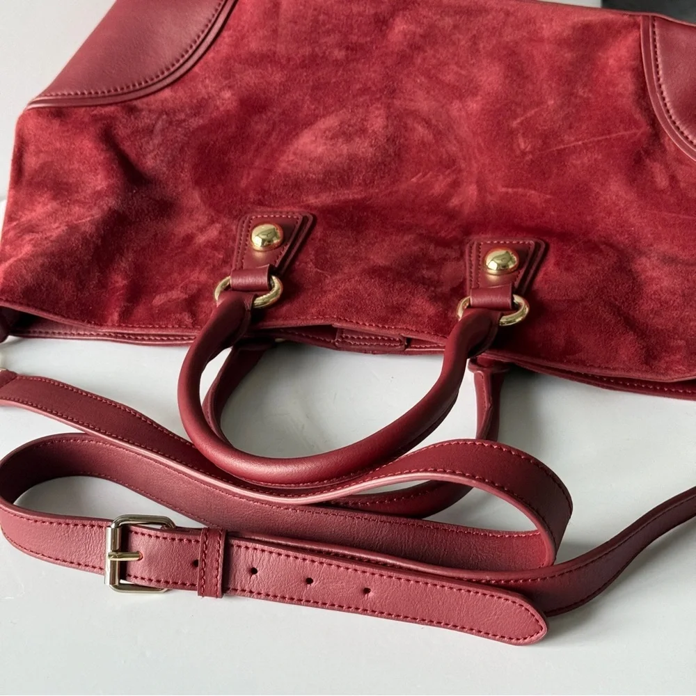 Talbots Burgundy Suede Handbag Purse